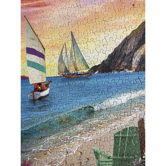 WHITE MOUNTAIN "Beach Vacation" 1000 Piece Puzzle Larger Pieces Pre-Owned - Picture 2 of 8
